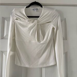 Walter Baker Off-White Twist-Front Long Sleeve Top